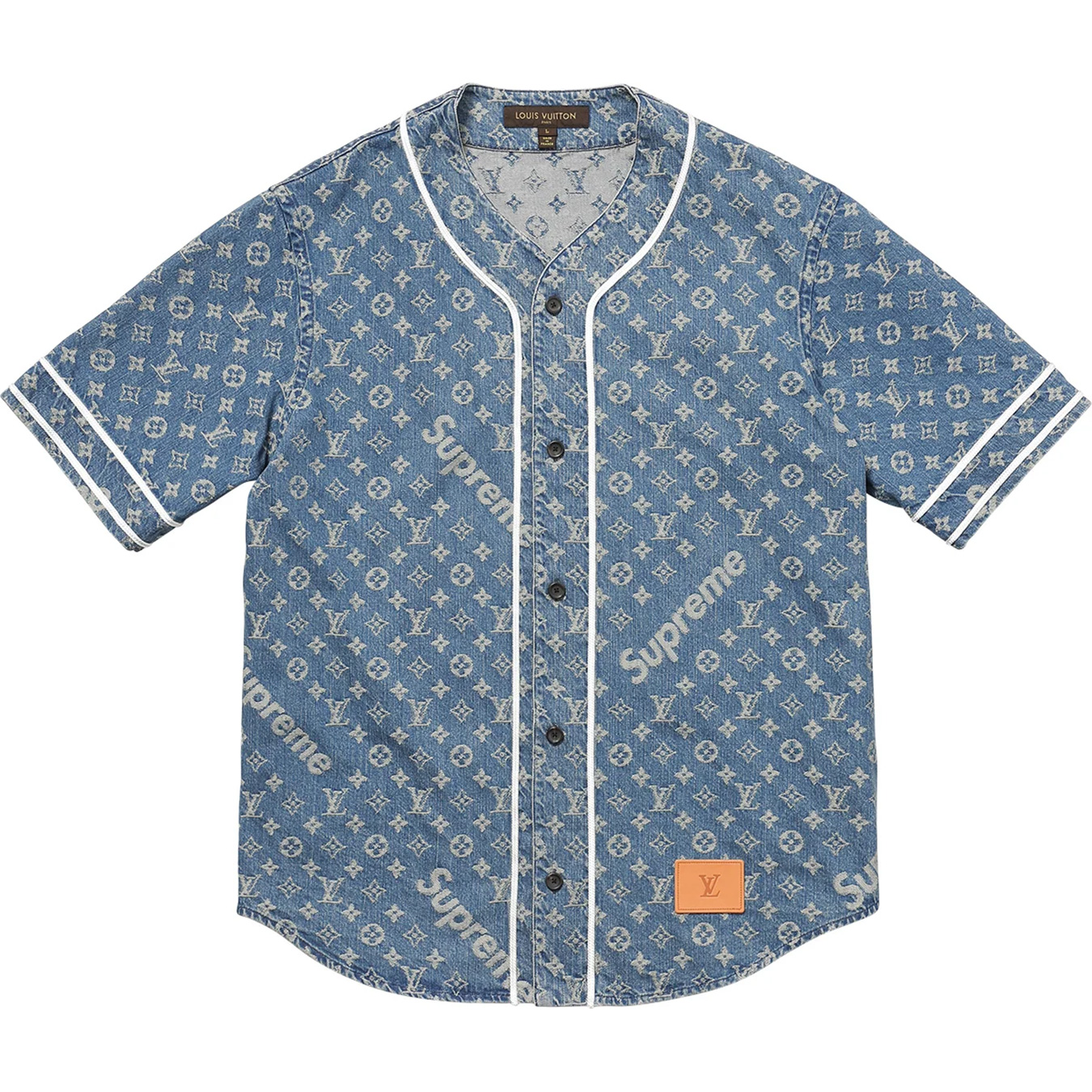 Louis Vuitton/Supreme Jacquard Denim Baseball Jersey view 2